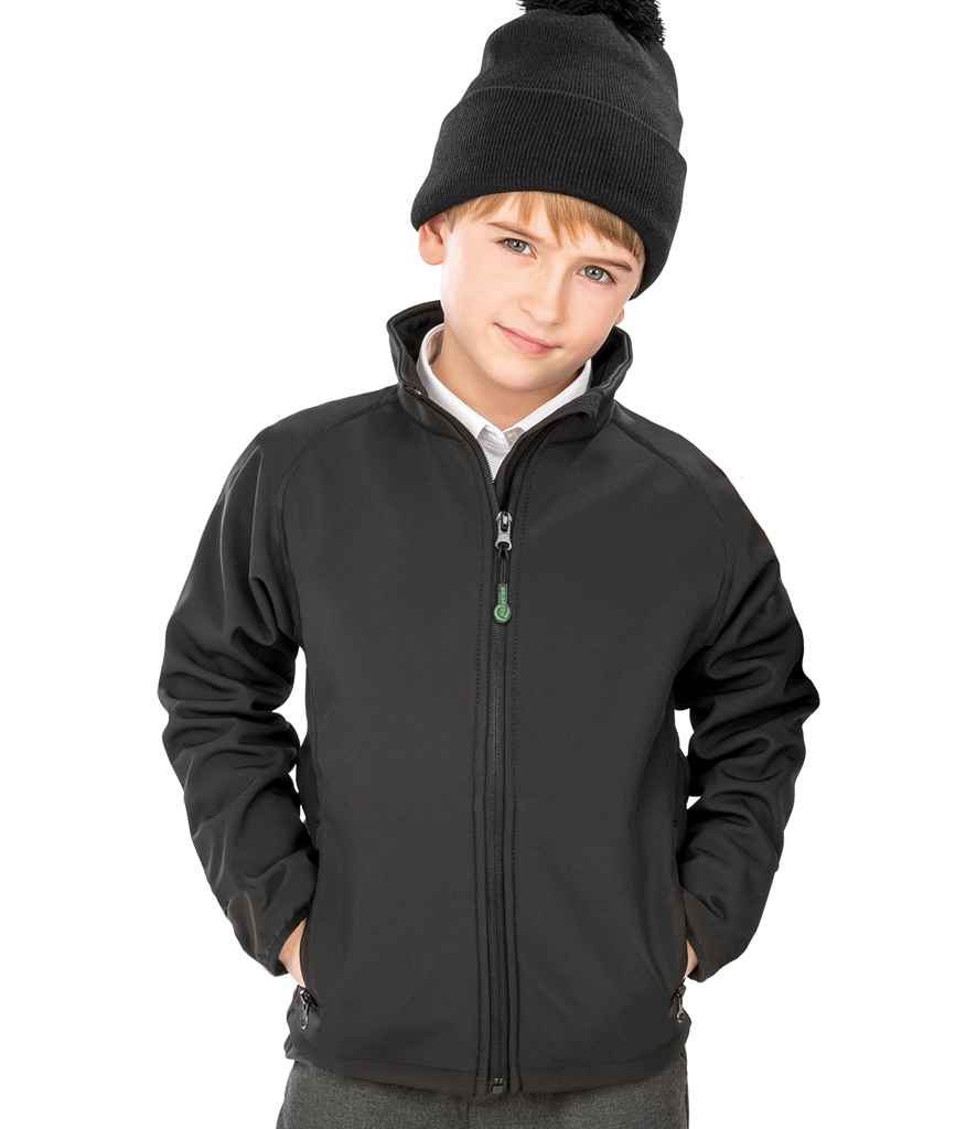 Result Genuine Recycled Kids Two Layer Printable Soft Shell Jacket - Black (RS901B)