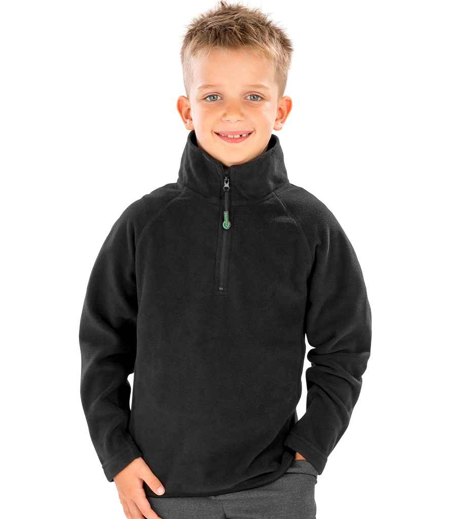 Result Genuine Recycled Kids Zip Neck Micro Fleece - Black (RS905B)