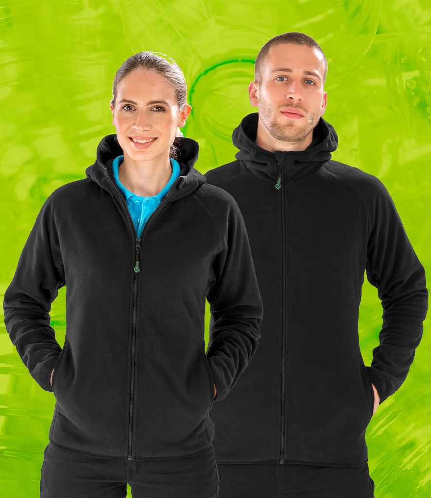 Result Genuine Recycled Hooded Micro Fleece Jacket - Black (RS906)