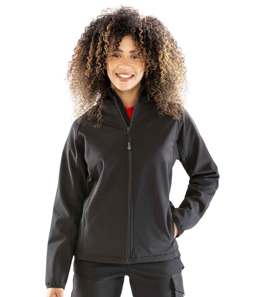 Result Genuine Recycled Ladies Three Layer Printable Hooded Soft Shell Jacket - Black (RS911F)