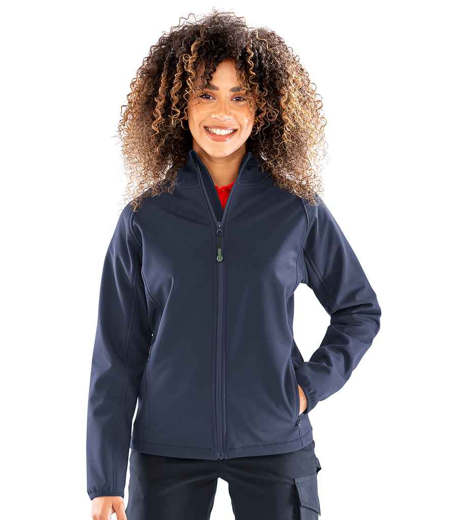 Result Genuine Recycled Ladies Three Layer Printable Hooded Soft Shell Jacket - Navy (RS911F)