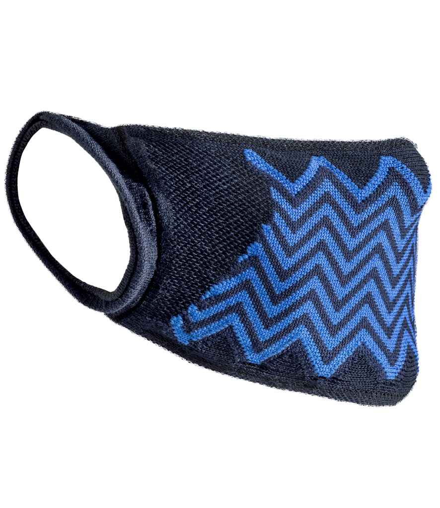 Result ZigZag Anti-Bacterial Face Cover - Navy/Royal Blue (RV015)