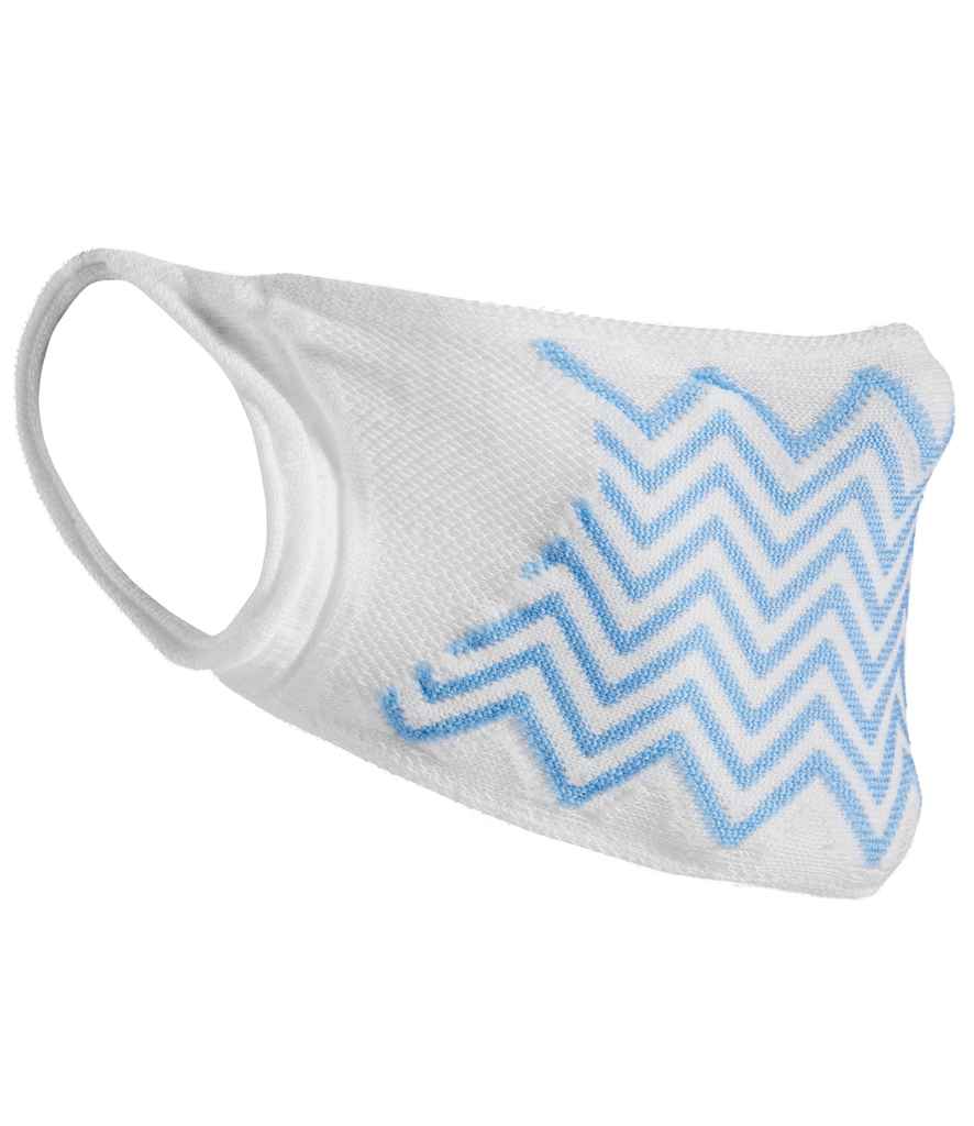 Result ZigZag Anti-Bacterial Face Cover - White/Sky Blue (RV015)