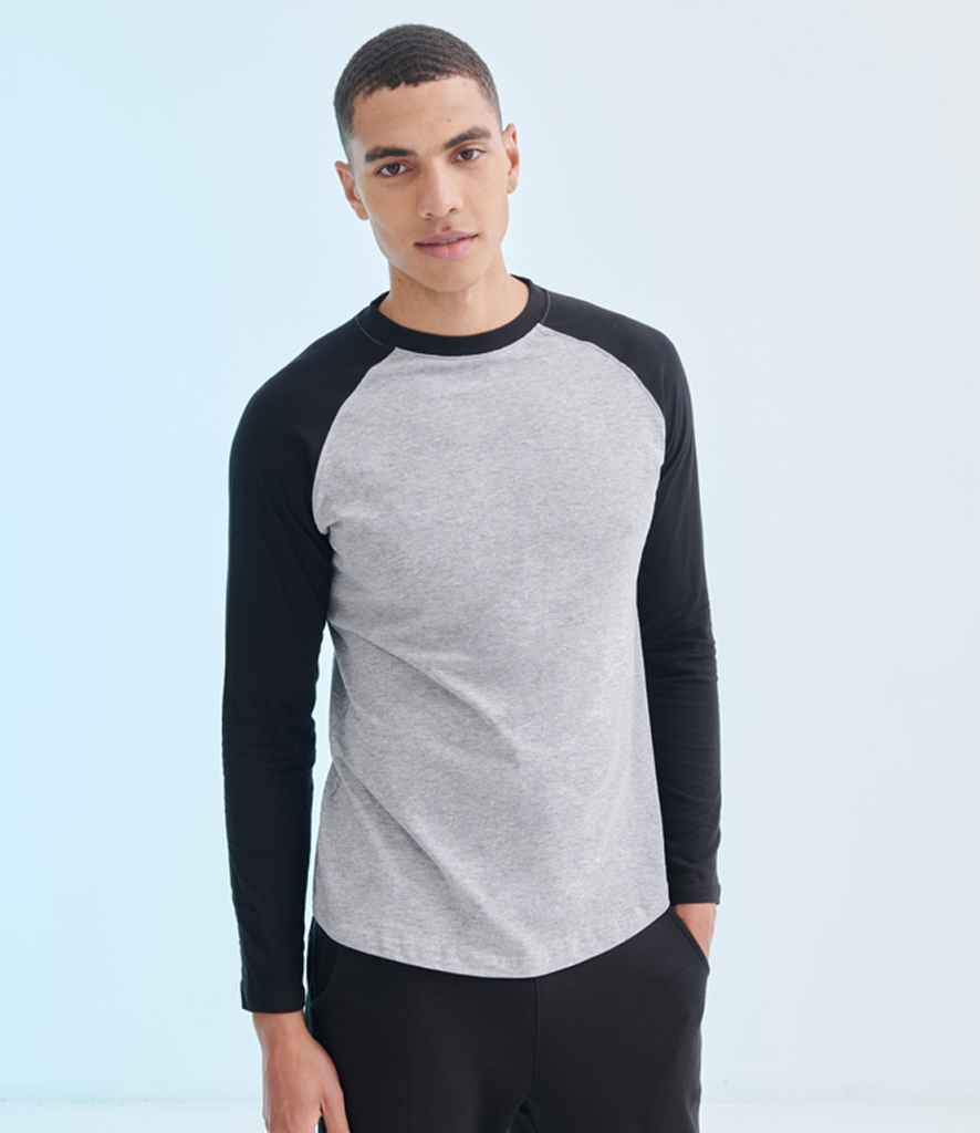 SF Clothing SF Clothing Long Sleeve Baseball T-Shirt - Heather Grey/Black (SF271)
