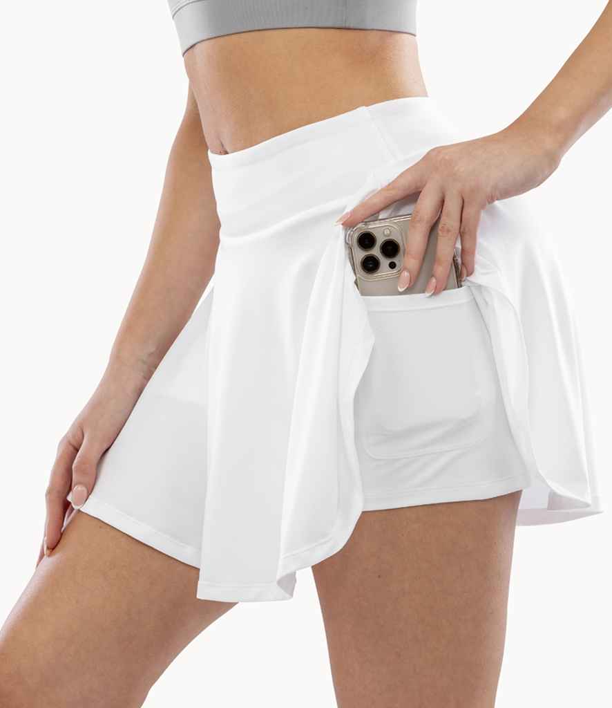 Spiro Ladies Recycled Fitness Skort - White (SR797F)