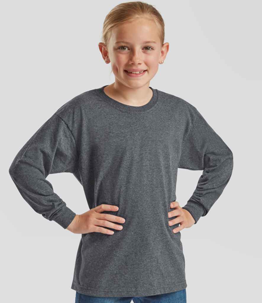 Fruit of the Loom Kids Long Sleeve Value T-Shirt - Dark Heather (SS21B)