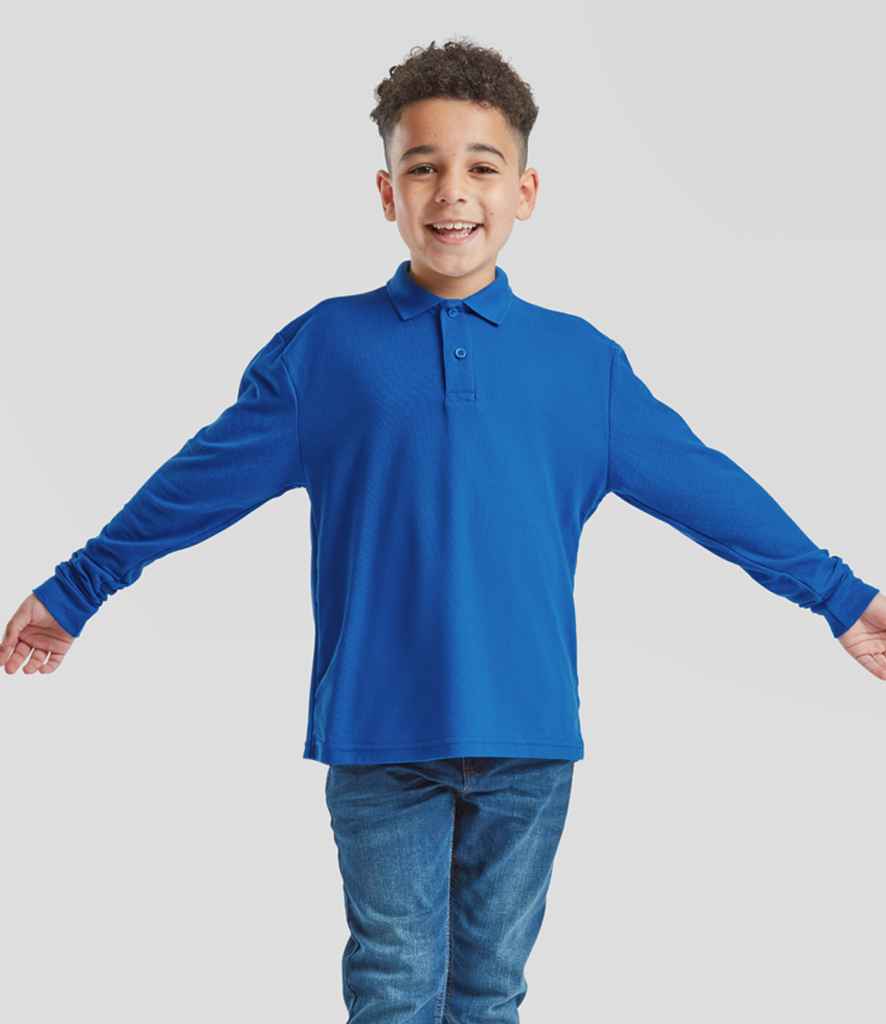 Fruit of the Loom Kids Long Sleeve Poly/Cotton Piqué Polo Shirt - Royal Blue (SS45B)
