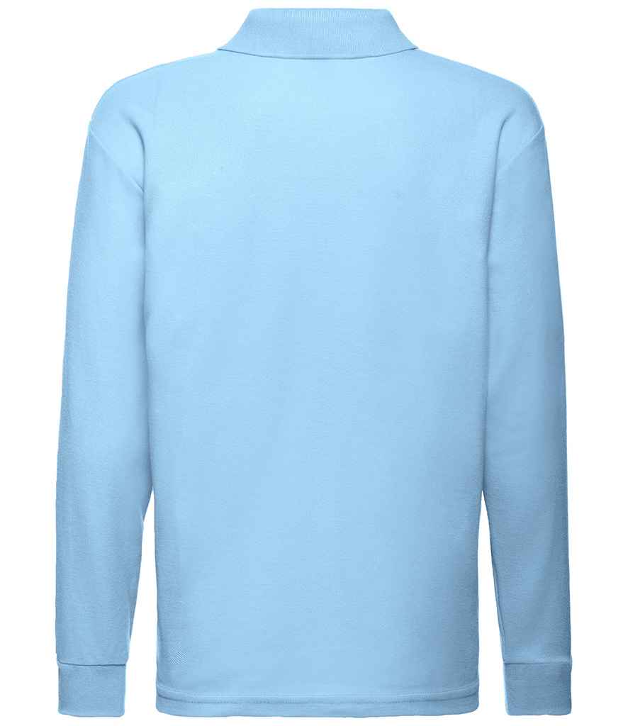 Fruit of the Loom Kids Long Sleeve Poly/Cotton Piqué Polo Shirt - Sky Blue (SS45B)