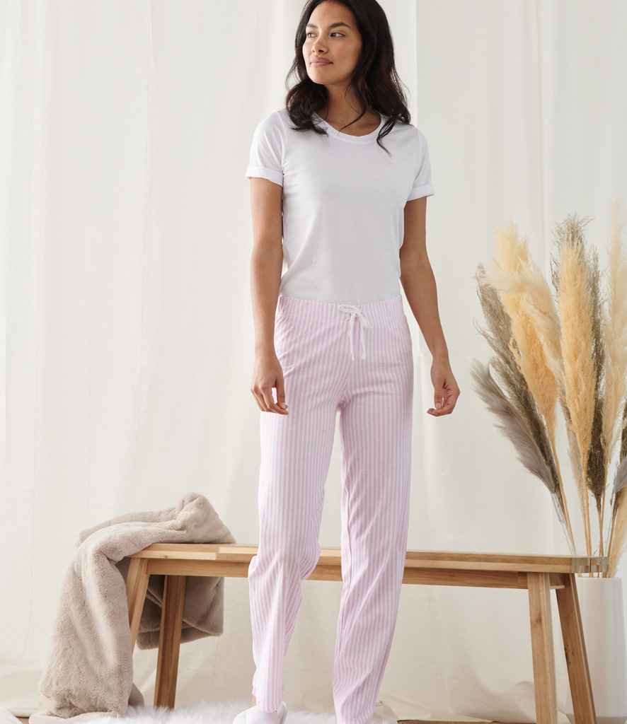 Towel City Long PJ's in a Bag - White/Pink (TC53)