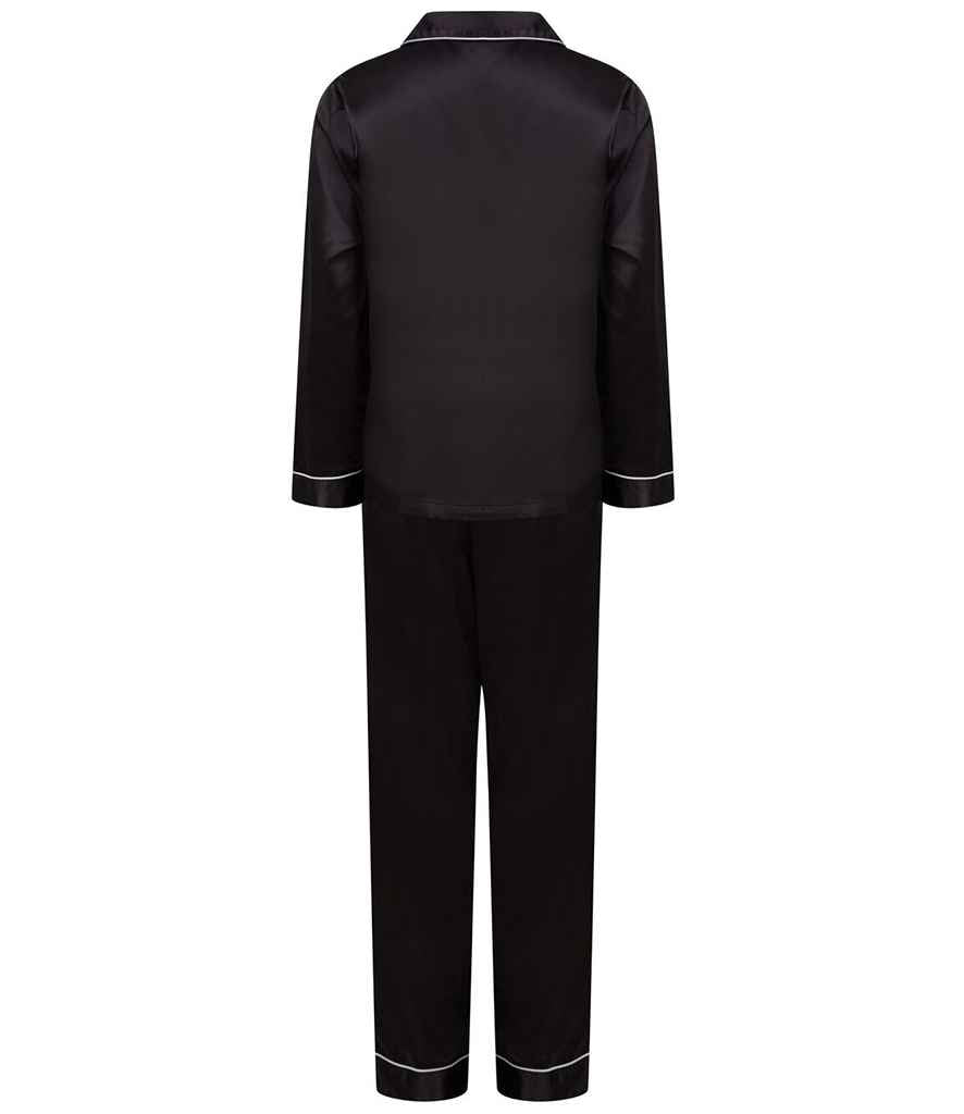 Towel City Ladies Satin Long PJ's - Black (TC55)