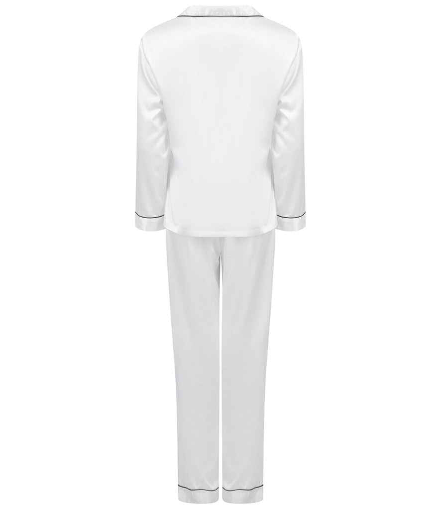 Towel City Ladies Satin Long PJ's - White (TC55)
