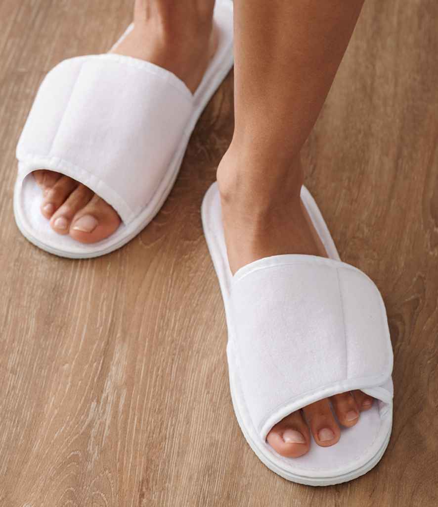 Towel City Open Toe Slippers - White (TC67)