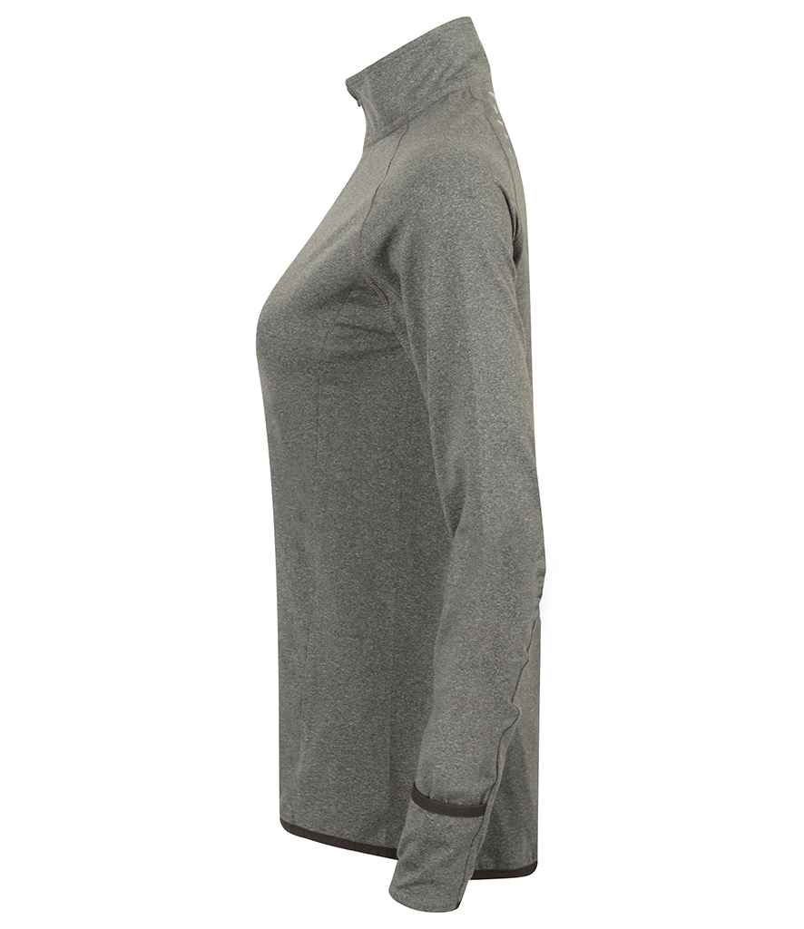 Tombo Tombo Ladies Long Sleeve Zip Neck Performance Top - Grey Marl (TL563)