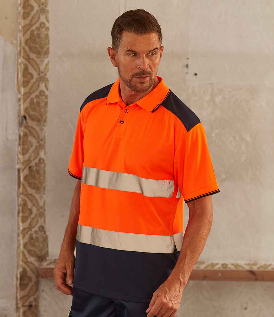 Yoko Two Tone Short Sleeve Polo Shirt - Orange/Navy (YK017)