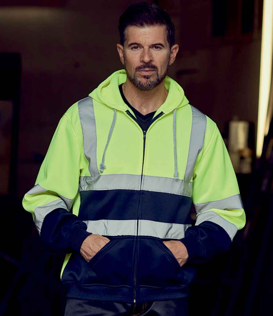 Yoko Hi-Vis Zip Hoodie - Yellow/Navy (YK032)