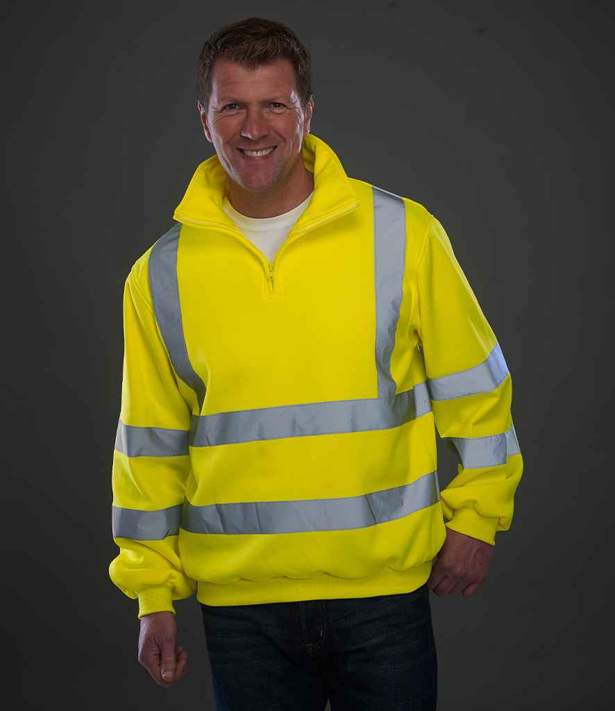 Yoko Hi-Vis Zip Neck Sweatshirt - Yellow (YK033)