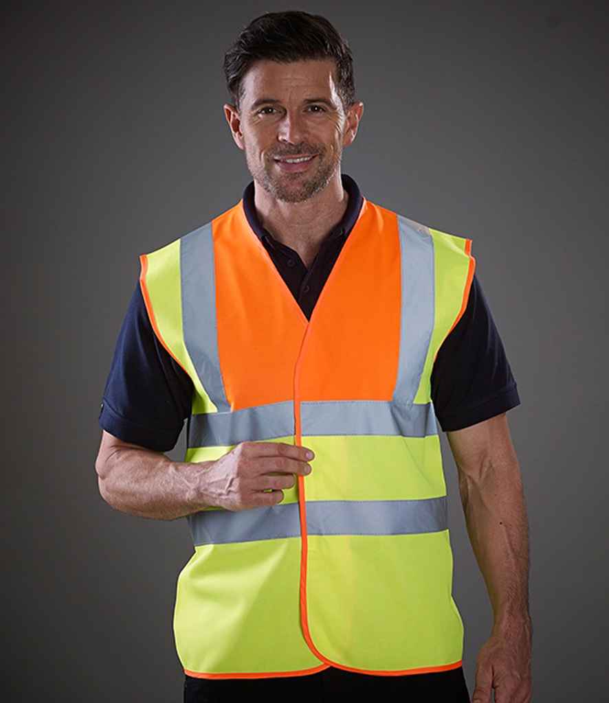Yoko Hi-Vis Two Band and Braces Waistcoat - Orange/Yellow (YK102)