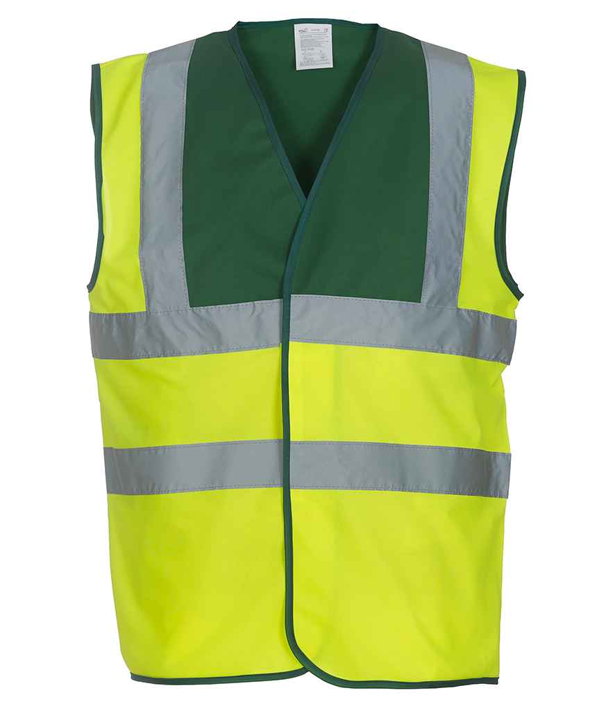 Yoko Hi-Vis Two Band and Braces Waistcoat - Paramedic Green/Yellow (YK102)