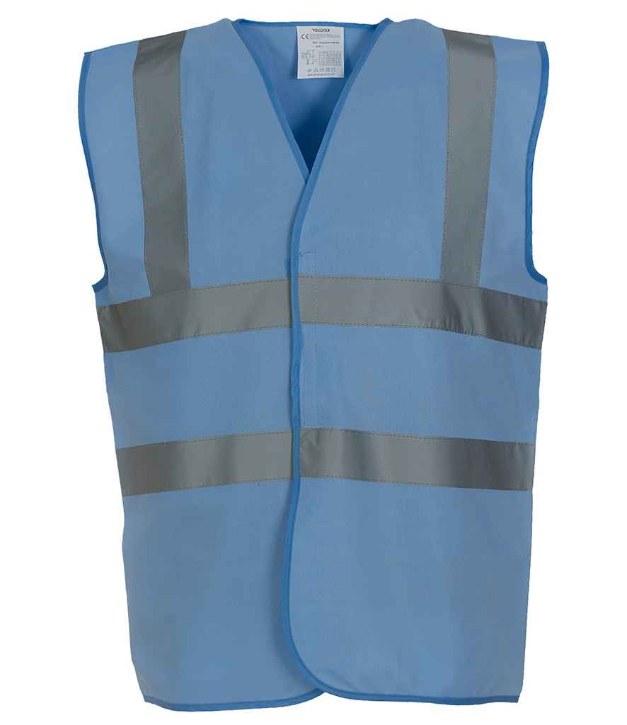 Yoko Hi-Vis Two Band and Braces Waistcoat - Sky Blue (YK102)