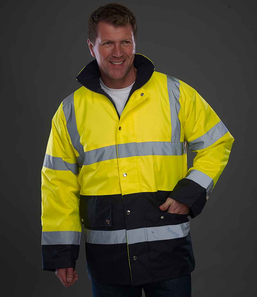 Yoko Hi-Vis Two Tone Motorway Jacket - Yellow/Navy (YK204)