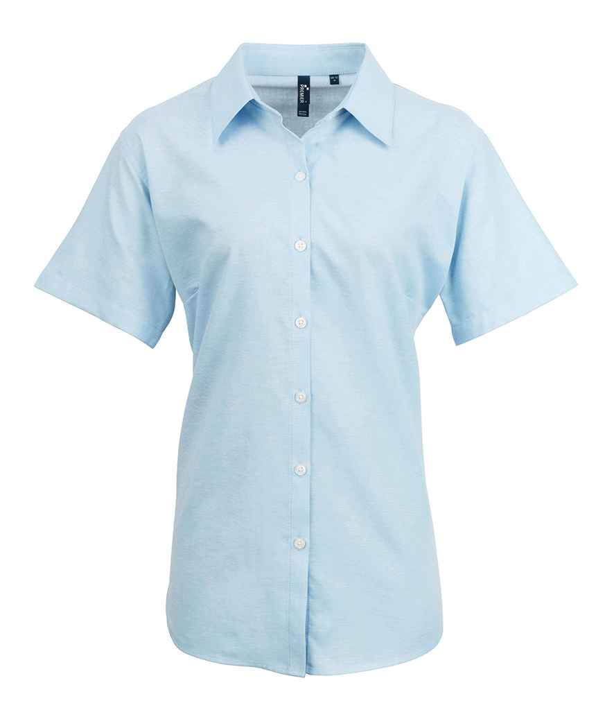 Premier Ladies Signature Short Sleeve Oxford Shirt - FRONT