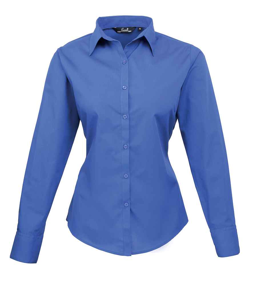 Premier Ladies Long Sleeve Poplin Blouse - FRONT