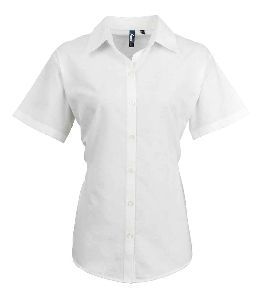 Premier Ladies Signature Short Sleeve Oxford Shirt - FRONT