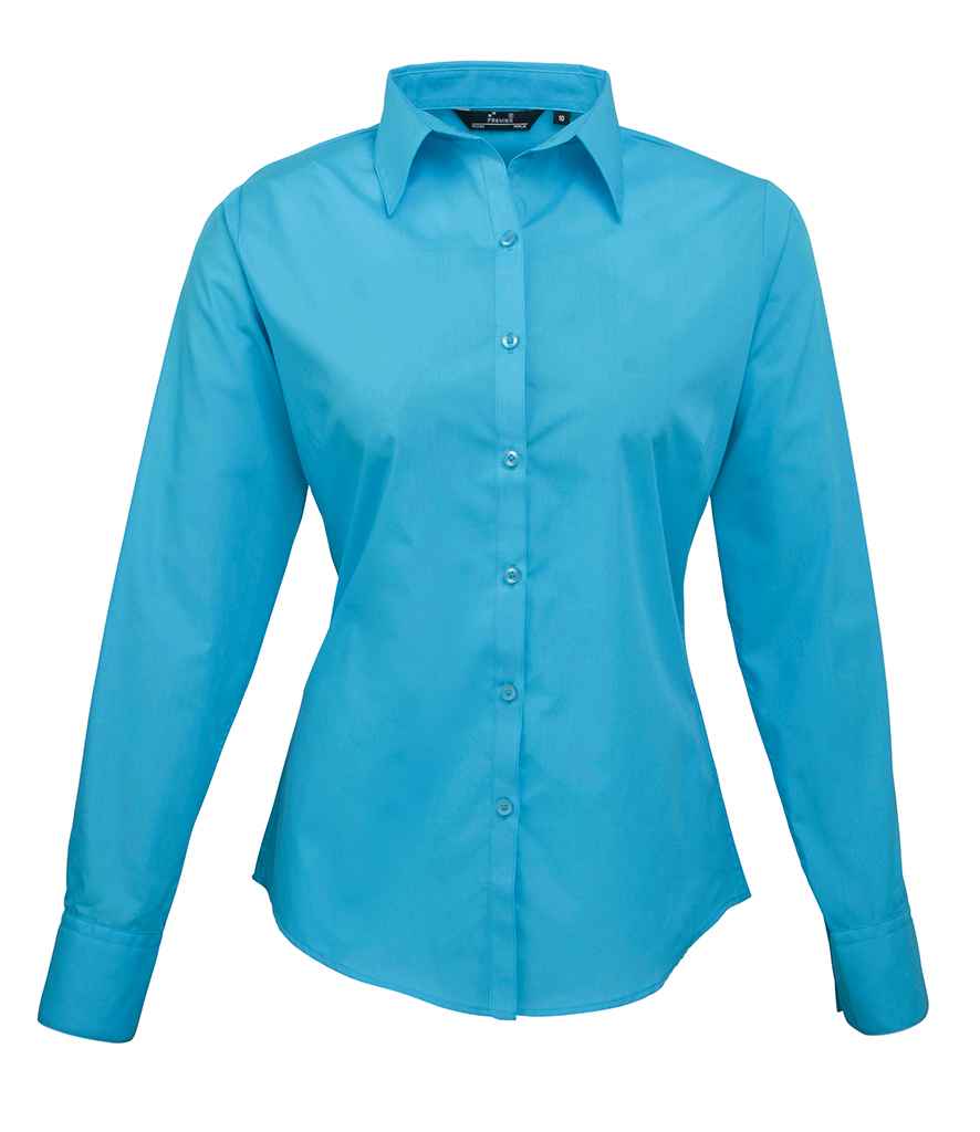 Premier Ladies Long Sleeve Poplin Blouse - FRONT