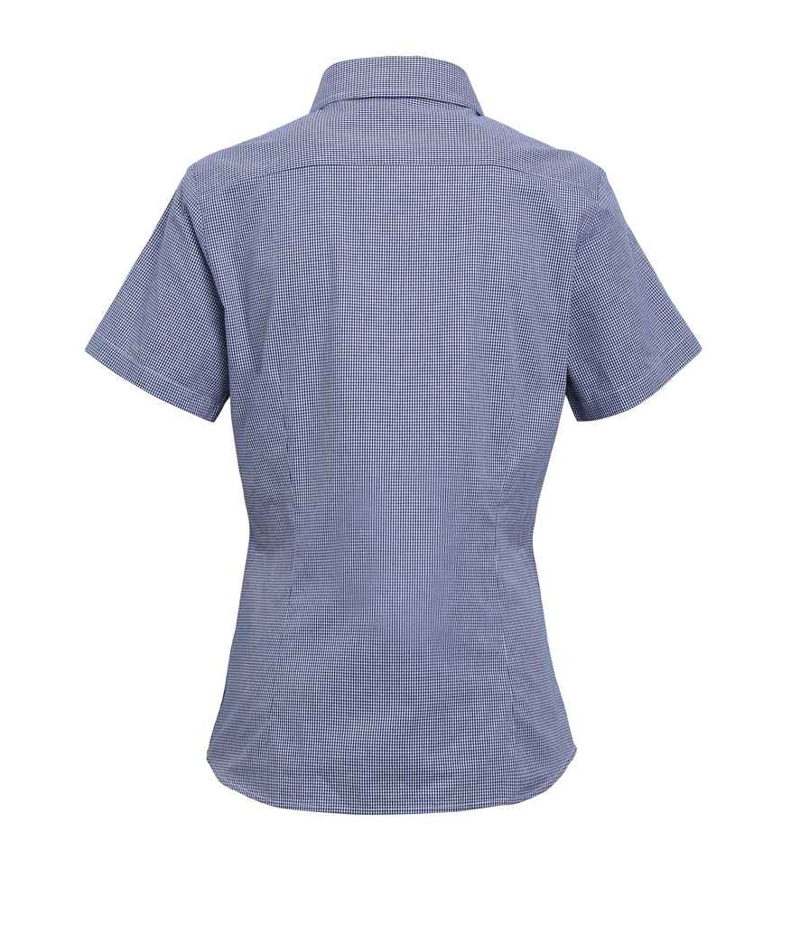 Premier Ladies Gingham Short Sleeve Shirt - BACK