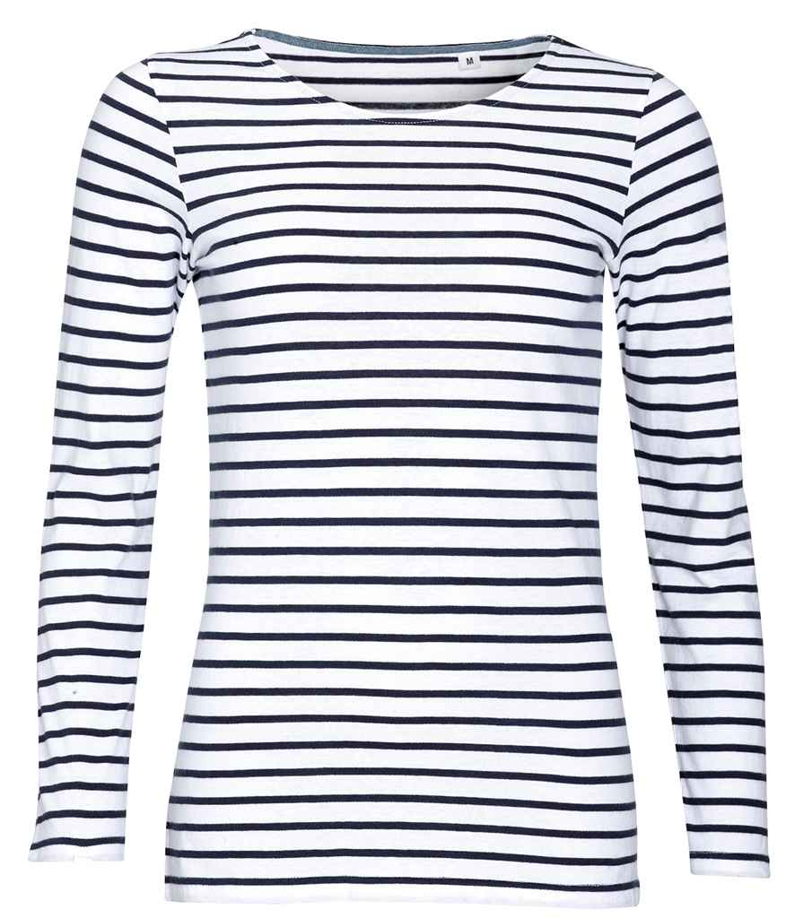 SOL'S Ladies Marine Long Sleeve Striped T-Shirt (01403)