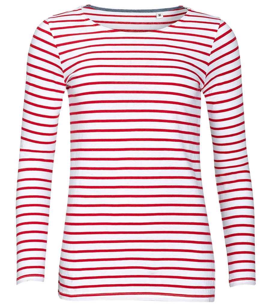 SOL'S Ladies Marine Long Sleeve Striped T-Shirt (01403)
