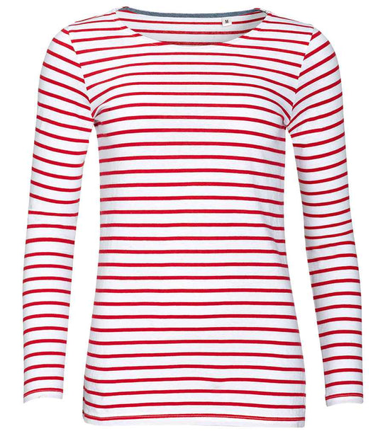 SOL'S Ladies Marine Long Sleeve Striped T-Shirt (01403)