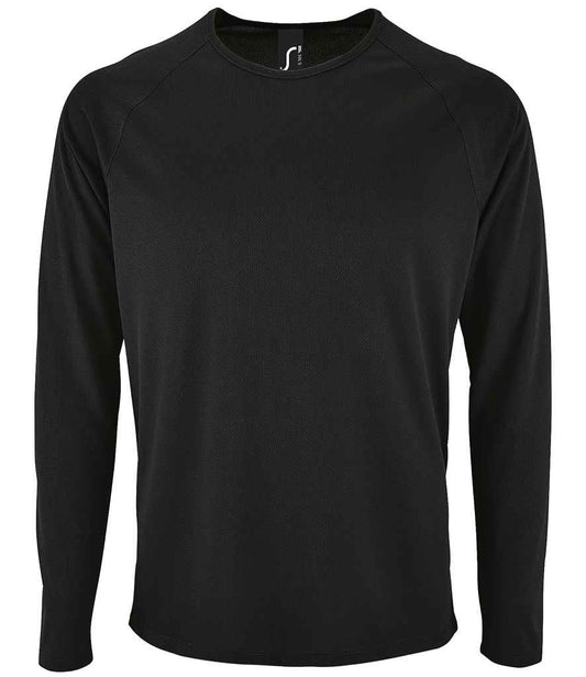 SOL'S Sporty Long Sleeve Performance T-Shirt - Black (02071)