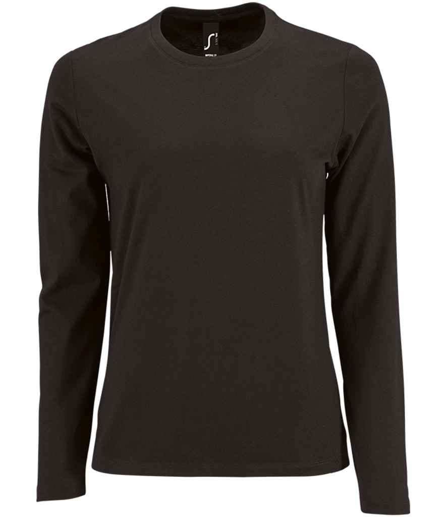 SOL'S Ladies Imperial Long Sleeve T-Shirt - Deep Black (02075)