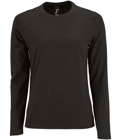 SOL'S Ladies Imperial Long Sleeve T-Shirt - Deep Black (02075)