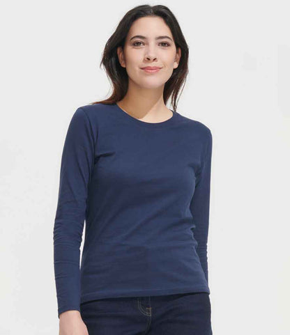 SOL'S Ladies Imperial Long Sleeve T-Shirt - French Navy (02075)