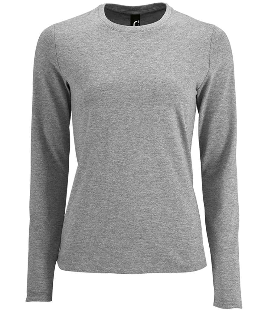 SOL'S Ladies Imperial Long Sleeve T-Shirt - Grey Marl (02075)