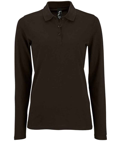 SOL'S Ladies Perfect Long Sleeve Piqué Polo Shirt - Black (02083)