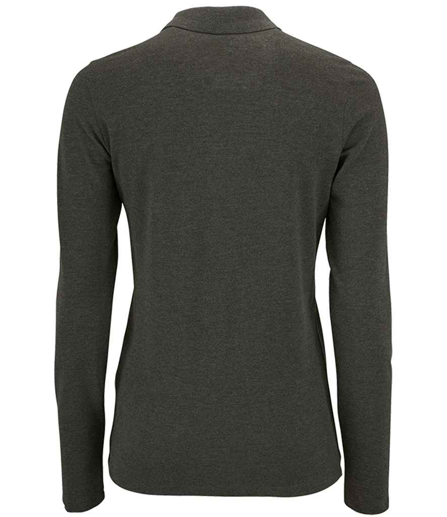 SOL'S Ladies Perfect Long Sleeve Piqué Polo Shirt - Charcoal Marl (02083)