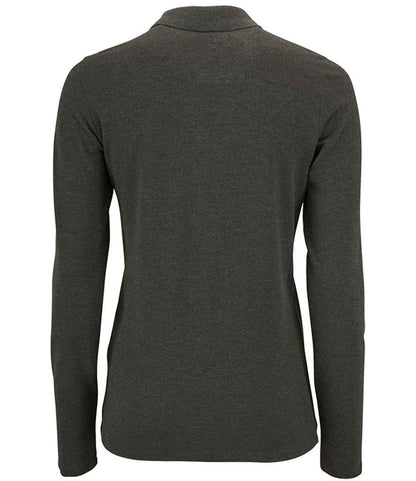 SOL'S Ladies Perfect Long Sleeve Piqué Polo Shirt - Charcoal Marl (02083)