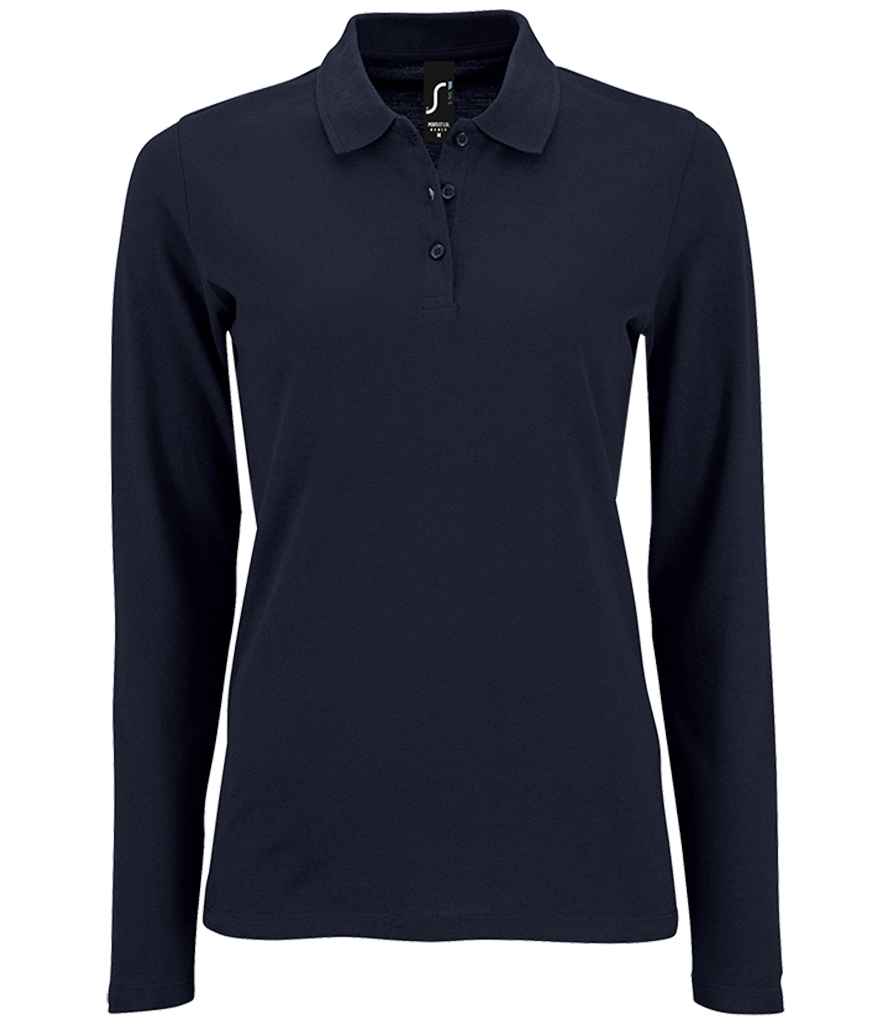 SOL'S Ladies Perfect Long Sleeve Piqué Polo Shirt - French Navy (02083)