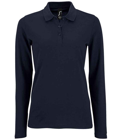 SOL'S Ladies Perfect Long Sleeve Piqué Polo Shirt - French Navy (02083)