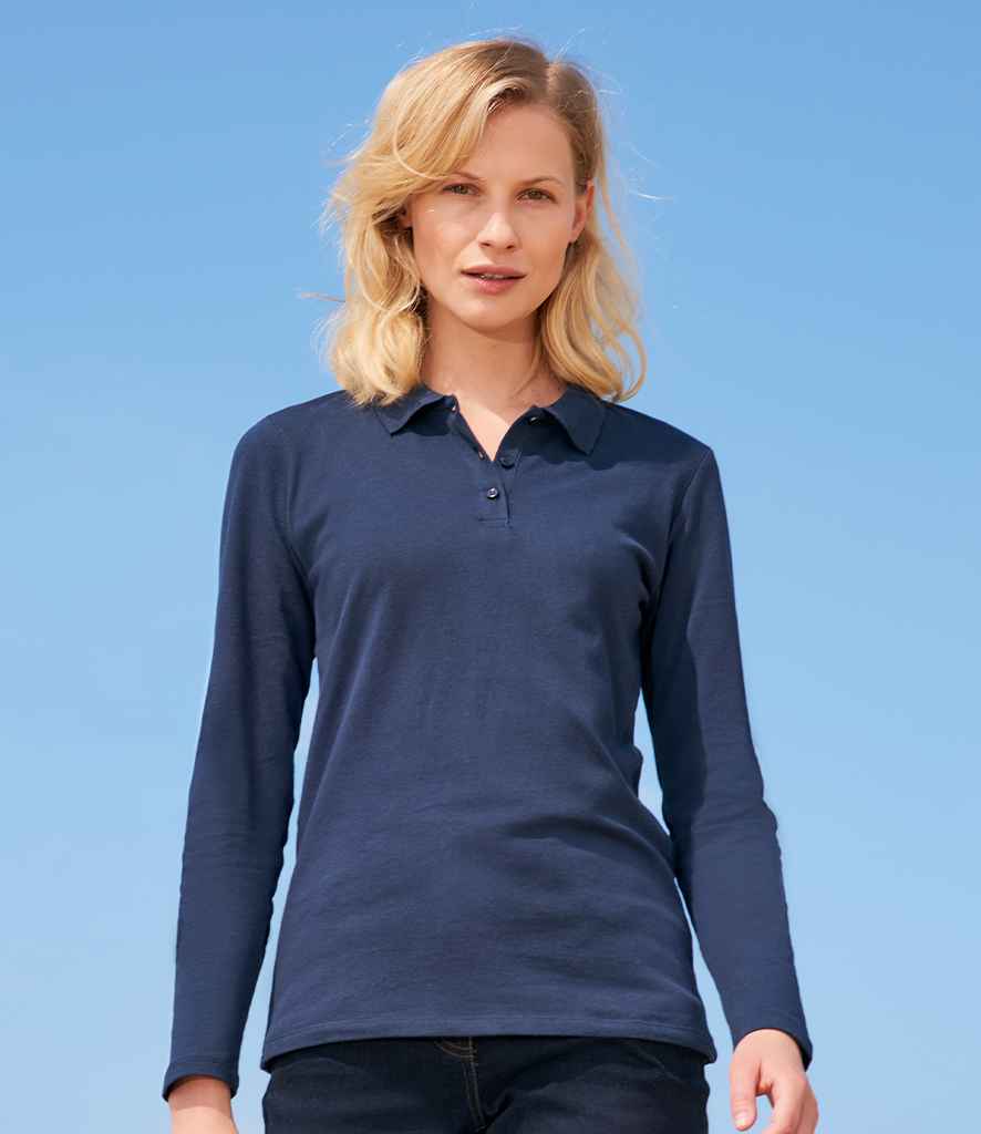SOL'S Ladies Perfect Long Sleeve Piqué Polo Shirt - French Navy (02083)