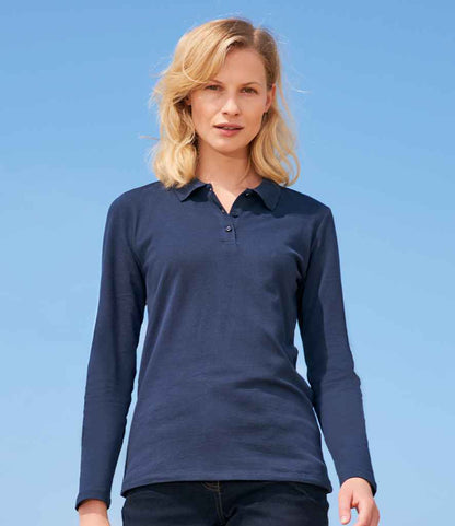 SOL'S Ladies Perfect Long Sleeve Piqué Polo Shirt - French Navy (02083)