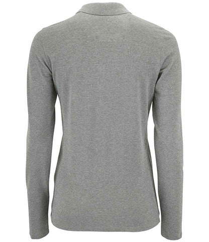 SOL'S Ladies Perfect Long Sleeve Piqué Polo Shirt - Grey Marl (02083)