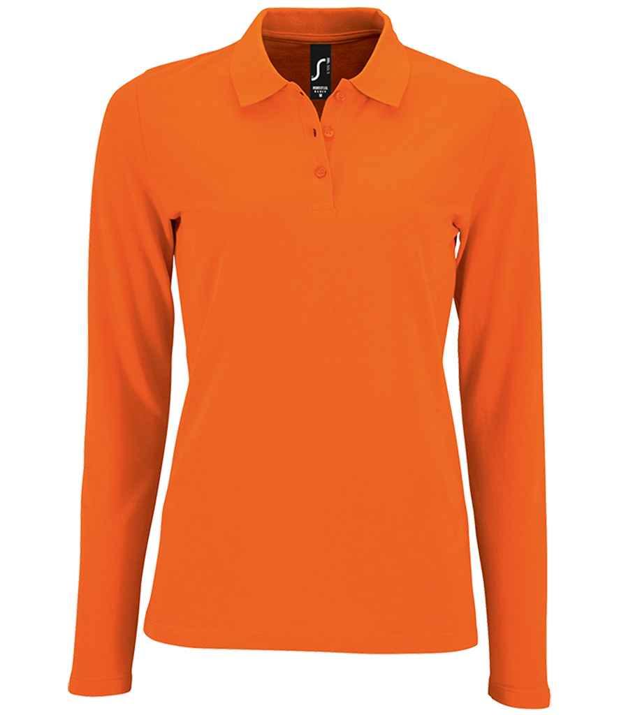 SOL'S Ladies Perfect Long Sleeve Piqué Polo Shirt - Orange (02083)
