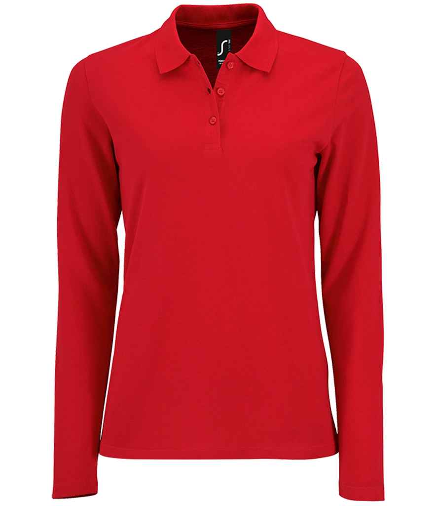 SOL'S Ladies Perfect Long Sleeve Piqué Polo Shirt - Red (02083)