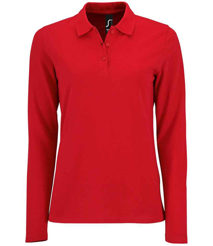 SOL'S Ladies Perfect Long Sleeve Piqué Polo Shirt - Red (02083)
