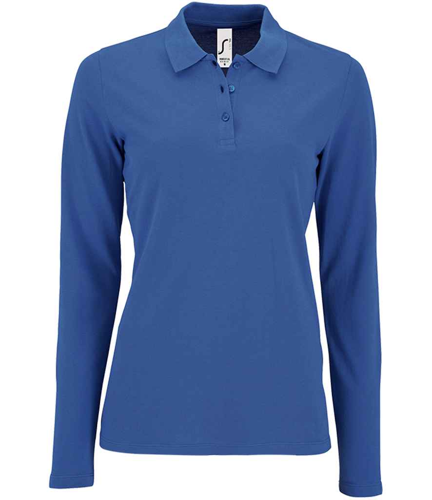 SOL'S Ladies Perfect Long Sleeve Piqué Polo Shirt - Royal Blue (02083)