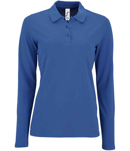 SOL'S Ladies Perfect Long Sleeve Piqué Polo Shirt - Royal Blue (02083)